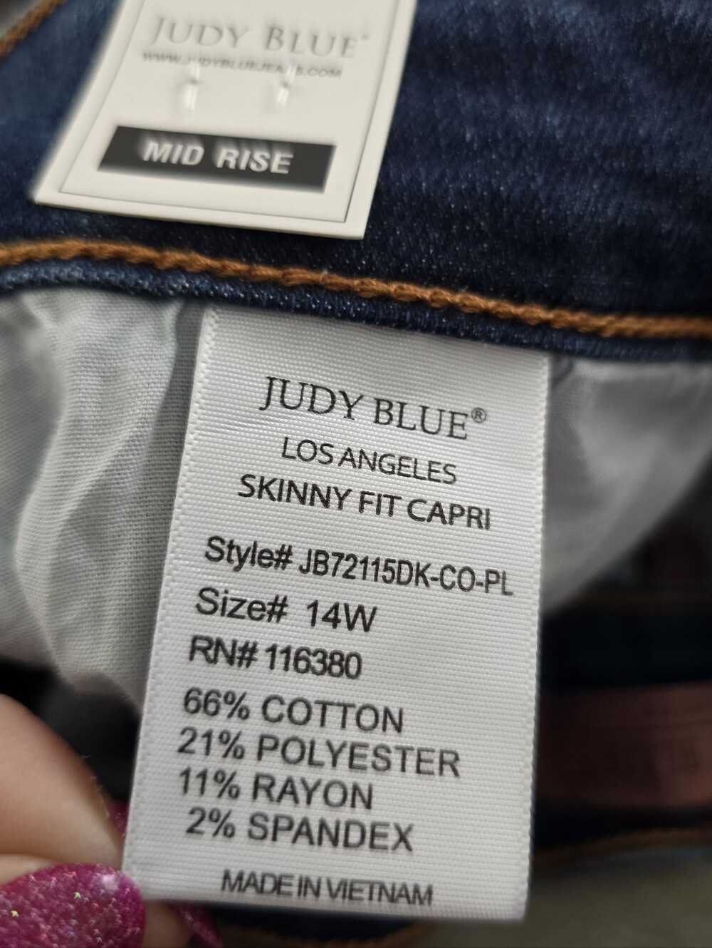 Judy Blue Skinny Fit Capri Denim Jeans Size 14W NWT - Picture 4 of 7
